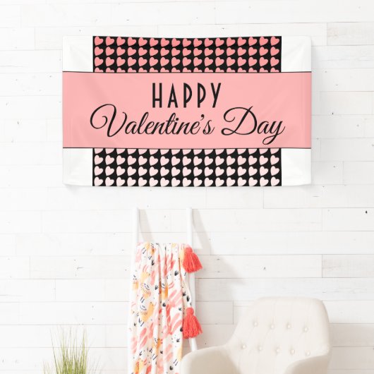 Happy Valentine's Day Pink Heart Pattern Banner (Insitu)