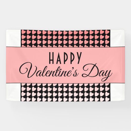 Happy Valentine's Day Pink Heart Pattern Banner (Horizontal)