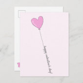 Happy Valentine's Day - Pink Heart Shaped Ballon Postkarte (Vorne/Hinten)