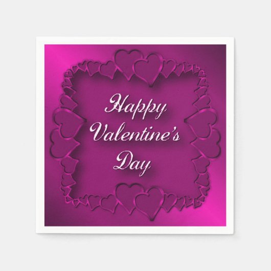 Happy Valentine's Day Pink Hearts Napkins Serviette (Vorderseite)