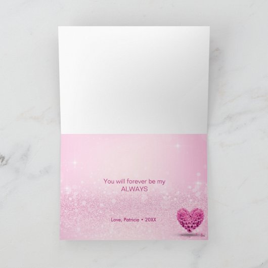 Happy Valentine's Day Pink Hyacinth Herz Karte (Innenseite)