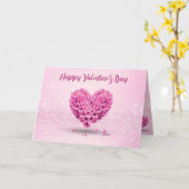 Happy Valentine's Day Pink Hyacinth Herz Karte (Gelbe Blume)