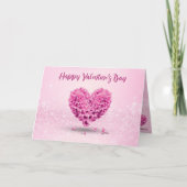 Happy Valentine's Day Pink Hyacinth Herz Karte (Vorderseite)