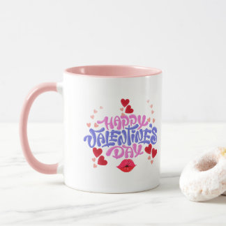 Happy Valentine's Day Pink lila Hearts Tasse
