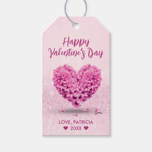 Happy Valentine's Day Pink Lovely Hyacinth Heart Geschenkanhänger (Vorderseite)