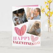 Happy Valentines Day Pink Modern Heart Karte (Gelbe Blume)