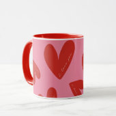Happy Valentine's Day Pink Red Hearts 'I love you' Tasse (Vorderseite Links)