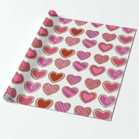 Happy Valentine's Day Pink Red Sugar Cookies Herz Geschenkpapier (Ungerollt)