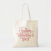 Happy Valentine's Day Pink Script & Hearts Tragetasche (Vorne)