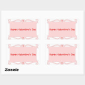 Happy Valentine's Day Pink Scroll Rechteckiger Aufkleber (Blatt)
