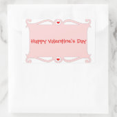 Happy Valentine's Day Pink Scroll Rechteckiger Aufkleber (Tasche)