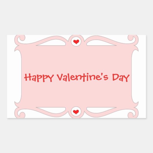 Happy Valentine's Day Pink Scroll Rechteckiger Aufkleber (Vorderseite)