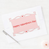 Happy Valentine's Day Pink Scroll Rechteckiger Aufkleber (Umschlag)