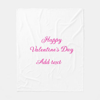 Happy Valentine's day pink text name message Fleecedecke