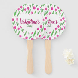 Happy Valentine's Day Pink Tulips Fächer