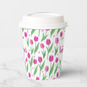 Happy Valentine's Day Pink Tulips Pappbecher (Links)