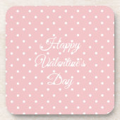 Happy Valentine's Day, Pink White Polkadot Getränkeuntersetzer (Vorderseite)