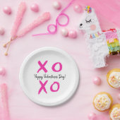 Happy Valentine's Day Pink white XOXO Pappteller (Party)