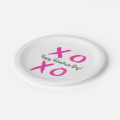 Happy Valentine's Day Pink white XOXO Pappteller (Schrägansicht)
