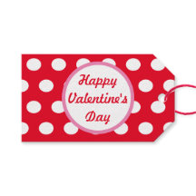 Happy Valentine's Day Polka Dot Gift Tags (rot)