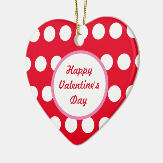Happy Valentine's Day Polka Dot Heart Ornament (Links)