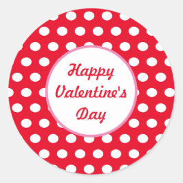 Happy Valentine's Day Polka Dot Round Stickers