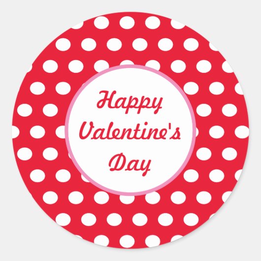 Happy Valentine's Day Polka Dot Round Stickers (Vorderseite)