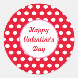 Happy Valentine's Day Polka Dot Round Stickers