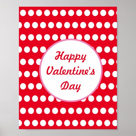 Happy Valentine's Day Polka Dot Wall Poster (rot) (Vorne)