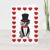 Happy Valentine's Day Poodle Tuxedo Note Card (Vorderseite)