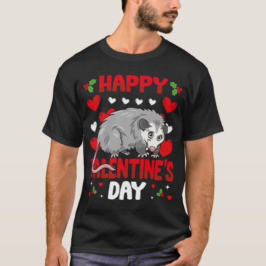 Happy Valentines Day Possum Heart Liebe Tier T-Shirt (Vorderseite)
