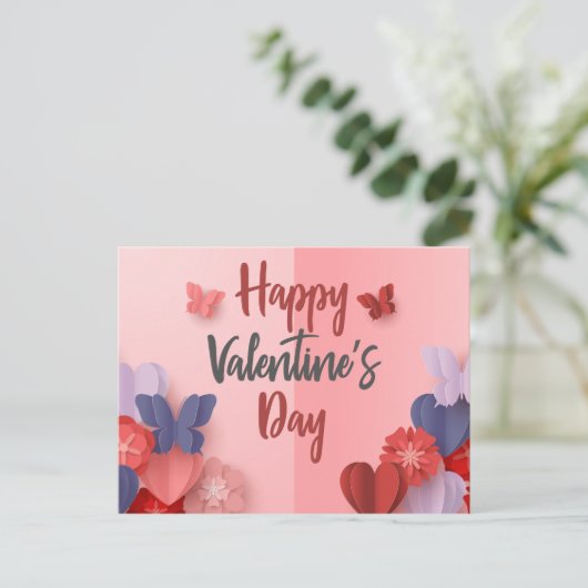 Happy Valentines Day Postkarte (Stehend Vorderseite)