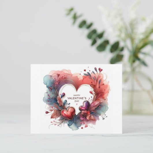 Happy Valentines Day Postkarte (Stehend Vorderseite)