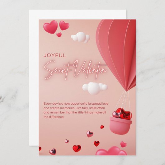 Happy Valentine's Day Printable Card - Spread Lieb Dankeskarte (Vorne/Hinten)