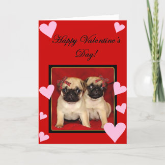 Happy Valentine's day Pugs greeting card Feiertagskarte