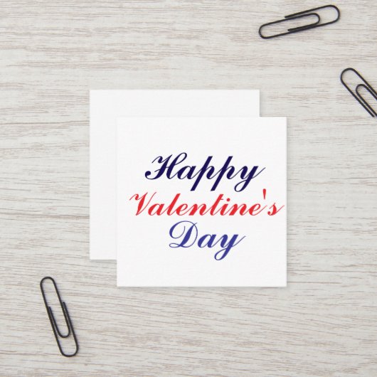 Happy Valentine's Day Quadratische Visitenkarte (Vorderseite/Rückseite Beispiel)