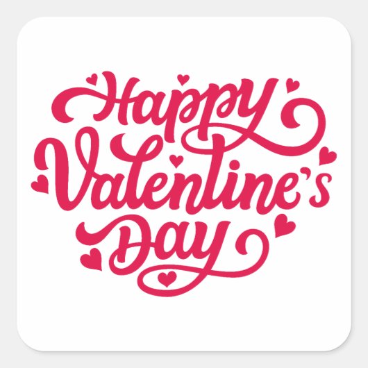 Happy Valentines Day Quadratischer Aufkleber (Vorderseite)