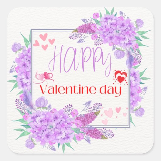 Happy Valentine's Day Quadratischer Aufkleber (Vorderseite)