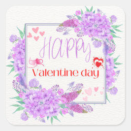 Happy Valentine's Day Quadratischer Aufkleber