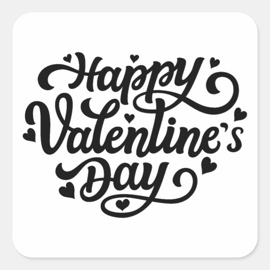 Happy Valentines Day Quadratischer Aufkleber (Vorderseite)