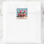 Happy Valentine's Day Quadratischer Aufkleber (Tasche)
