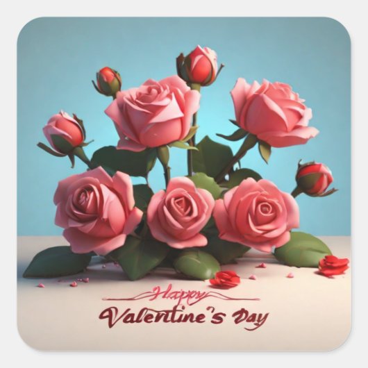 Happy Valentine's Day Quadratischer Aufkleber (Vorderseite)