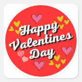 Happy valentines day quadratischer aufkleber (Vorderseite)