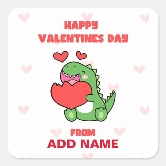 Happy Valentines Day Quadratischer Aufkleber (Vorderseite)