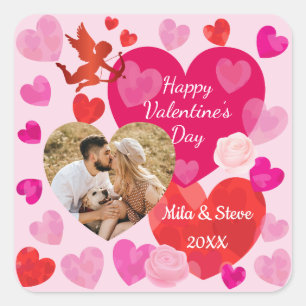 Happy Valentine's Day Quadratischer Aufkleber