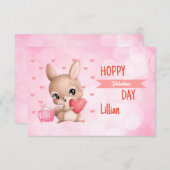 Happy Valentine's Day Rabbit Hearts personalisiere Mitteilungskarte (Vorne/Hinten)
