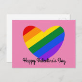 Happy Valentine's Day Rainbow Heart #1 Postkarte (Vorne/Hinten)