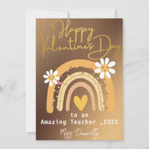 Happy Valentines Day Rainbow Teacher Personalisier Feiertagskarte