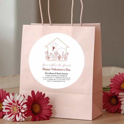 Happy Valentine's Day Real Anwesen Immobiliengesch Runder Aufkleber