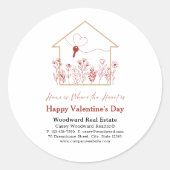 Happy Valentine's Day Real Anwesen Immobiliengesch Runder Aufkleber (Vorderseite)